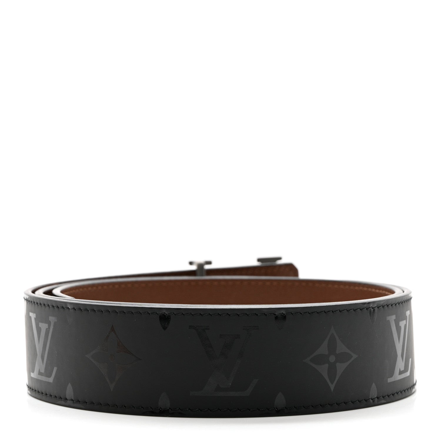 Louis Vuitton Monogram Eclipse Taigarama 40mm LV Initiales Reversible Belt 95 38 Black 2 of 6