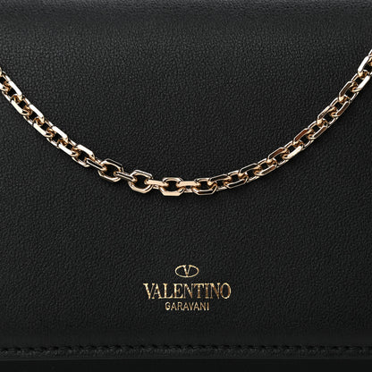 Valentino Garavani Calfskin Stud Flap Wallet On Chain Black 6 of 8