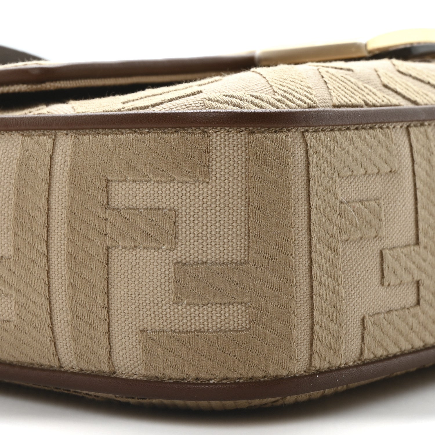 Fendi Sardinian Jacquard Vitello King FF 1974 Embroidered Baguette Corda Praline 9 of 10