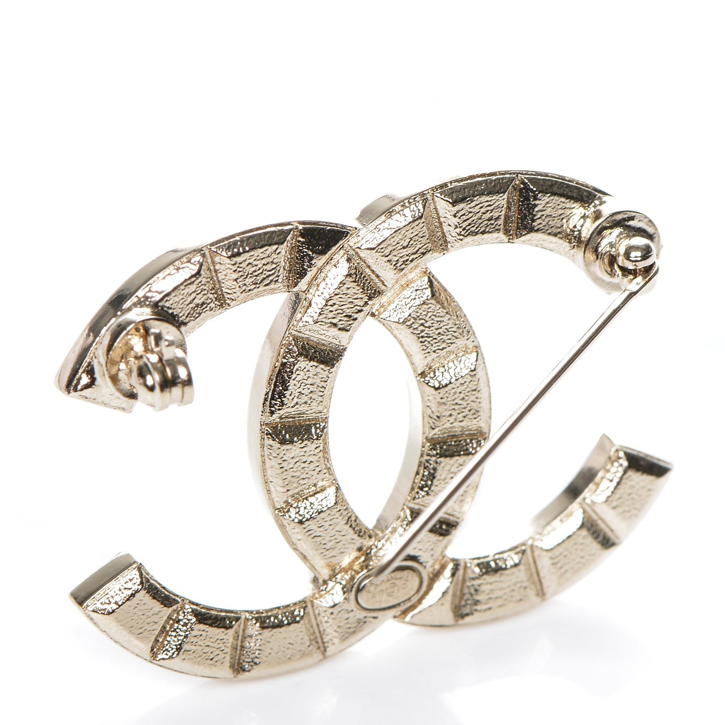 Studded CC Pin Brooch Gold