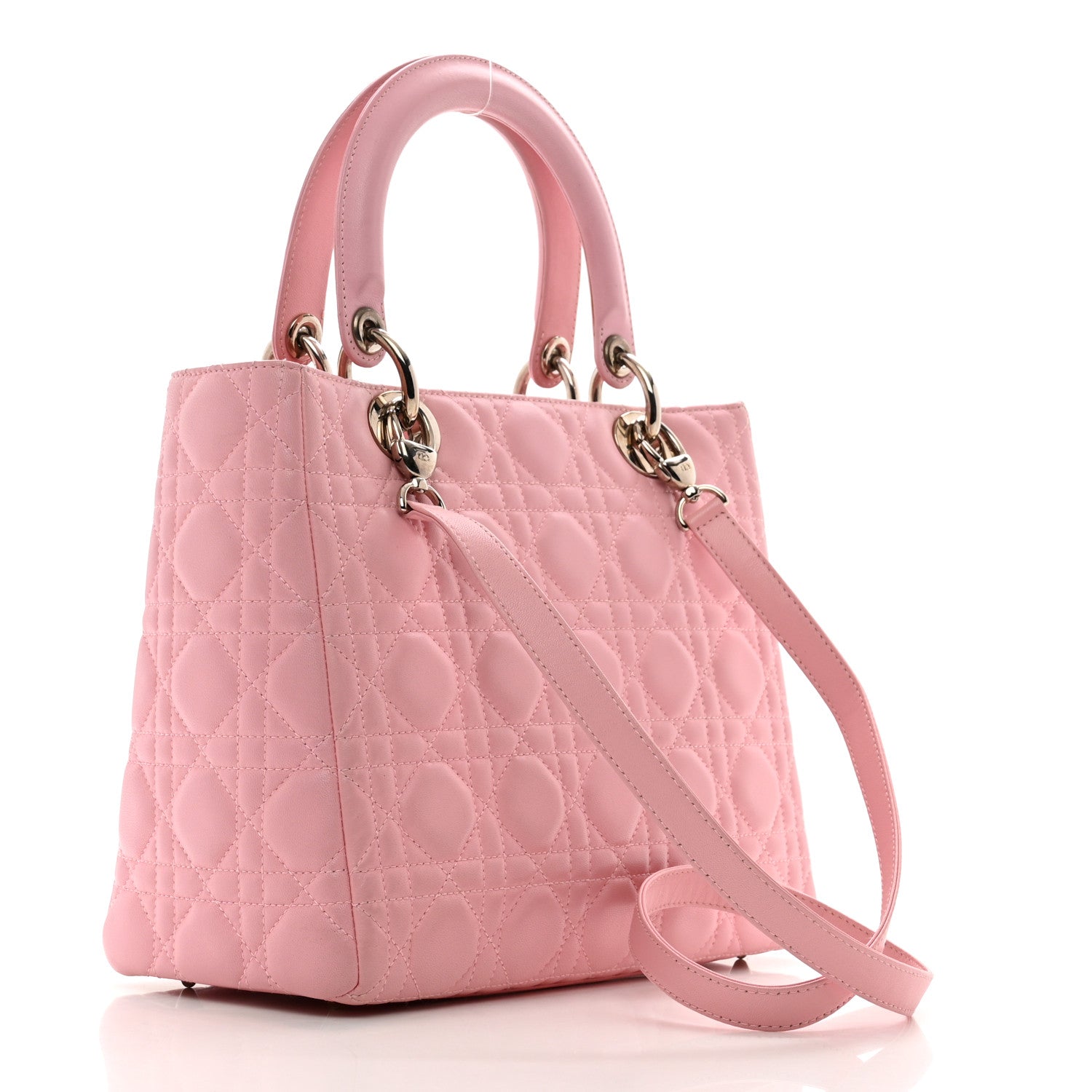Christian Dior Lambskin Cannage Medium Lady Dior Rose Clair 3 of 10