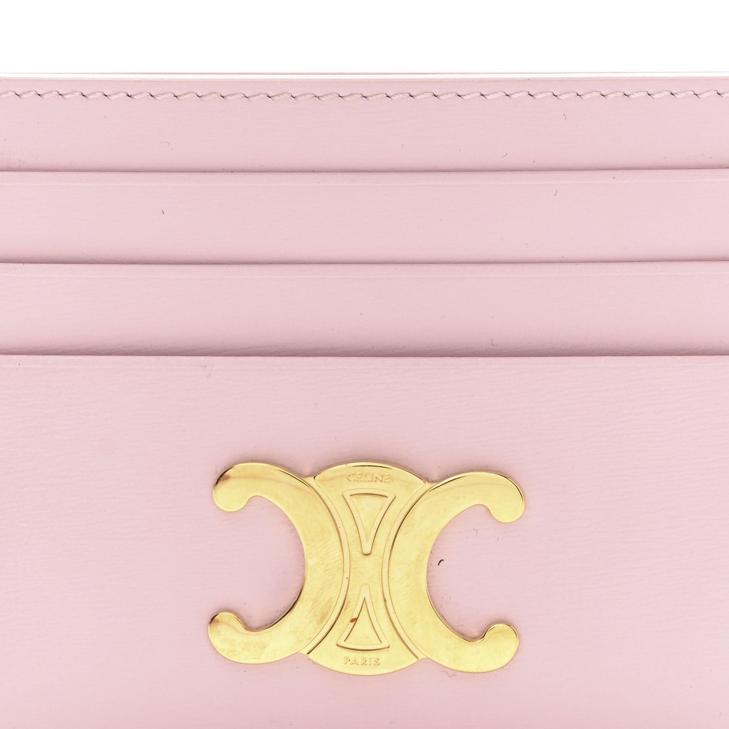 Shiny Calfskin Triomphe Card Holder Petal