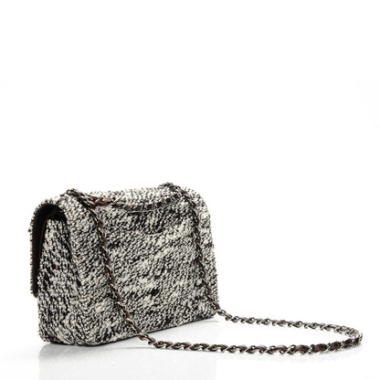 Chanel Tweed Quilted Medium Double Flap White Brown 4 of 12