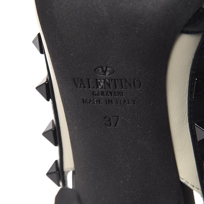 Valentino Garavani Nappa Rockstud Ankle Strap 100mm Pumps 37 Light Ivory Black 7 of 9