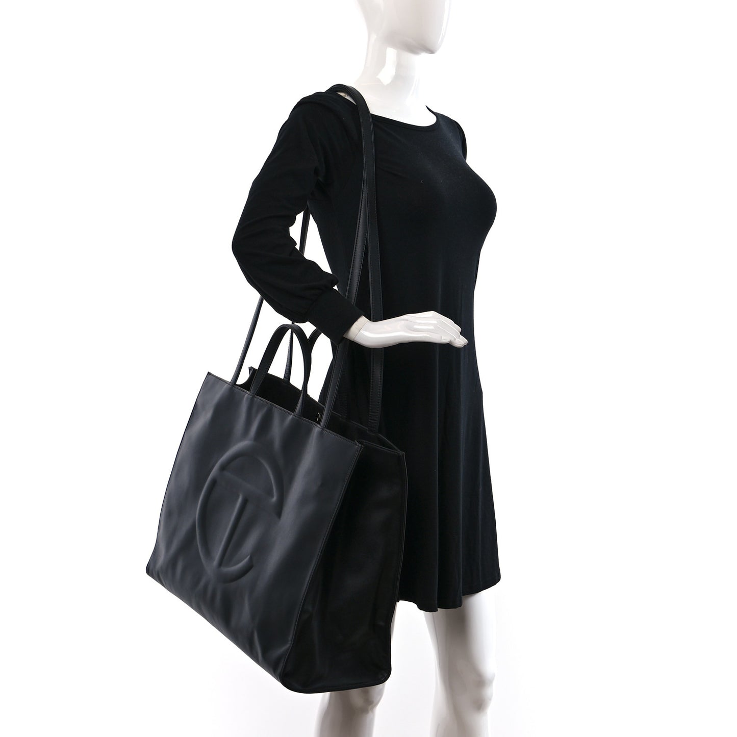 Vegan Leather Large Shopping Bag Black