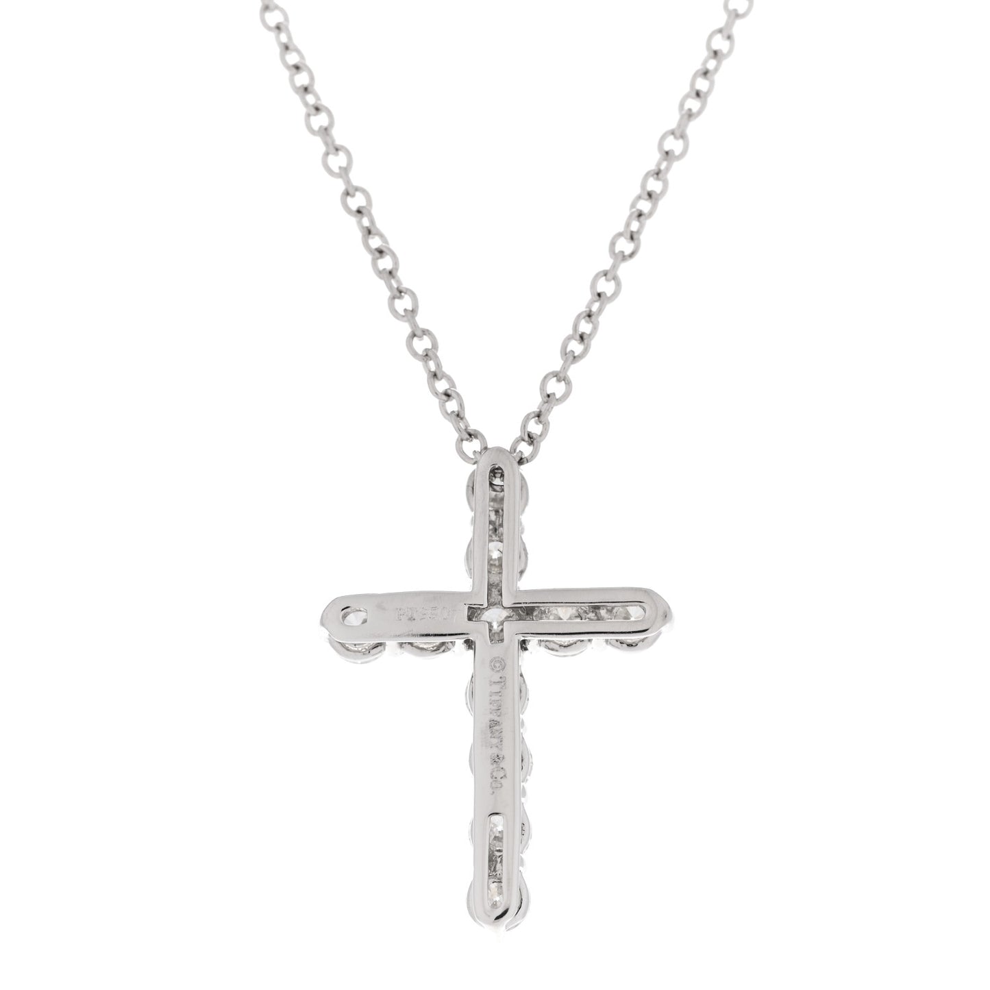 Platinum Diamond Small Cross Pendant Necklace