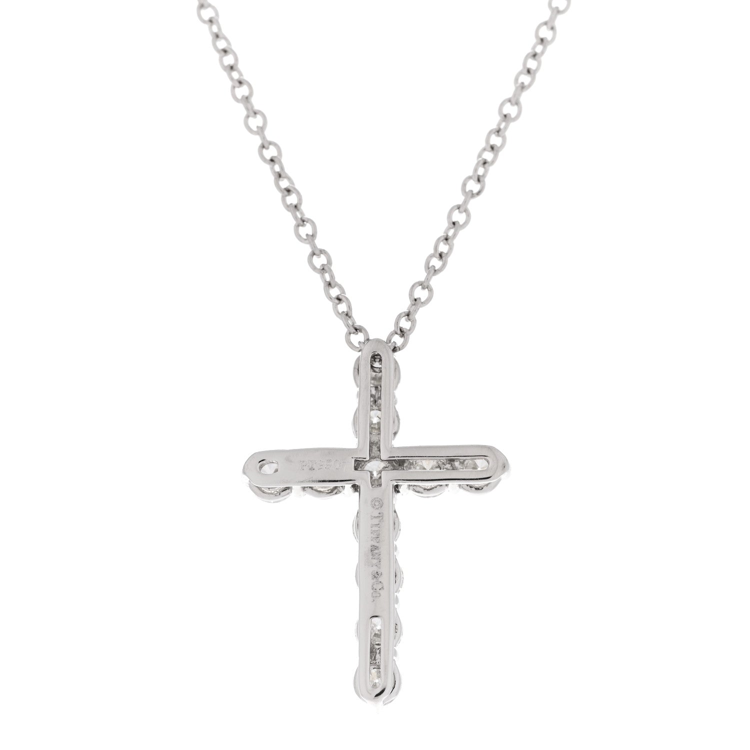 Tiffany Platinum Diamond Small Cross Pendant Necklace 5 of 6