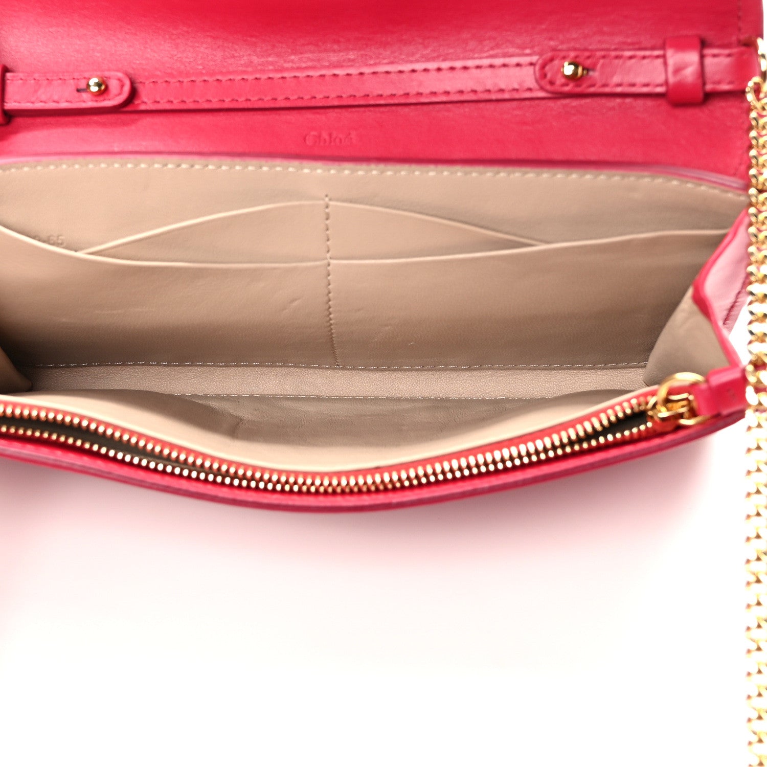 Chloe Shiny Grained Calfskin Aby Wallet on Chain Crimson Pink 5 of 11