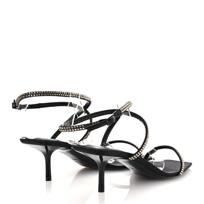 Saint Laurent Crepe Satin Strass Baliqua 55 Ankle Strap Sandals 36.5 Black Greige 4 of 11