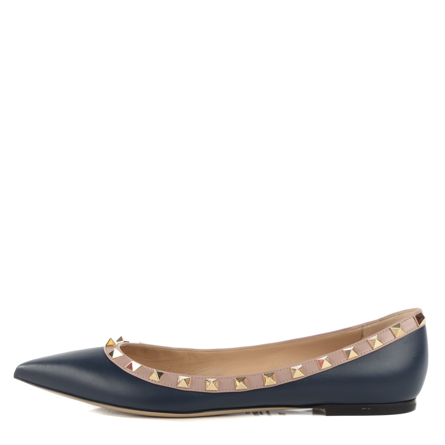Valentino Garavani Nappa Rockstud Ballerina Flats 38.5 Marine Poudre 1 of 8