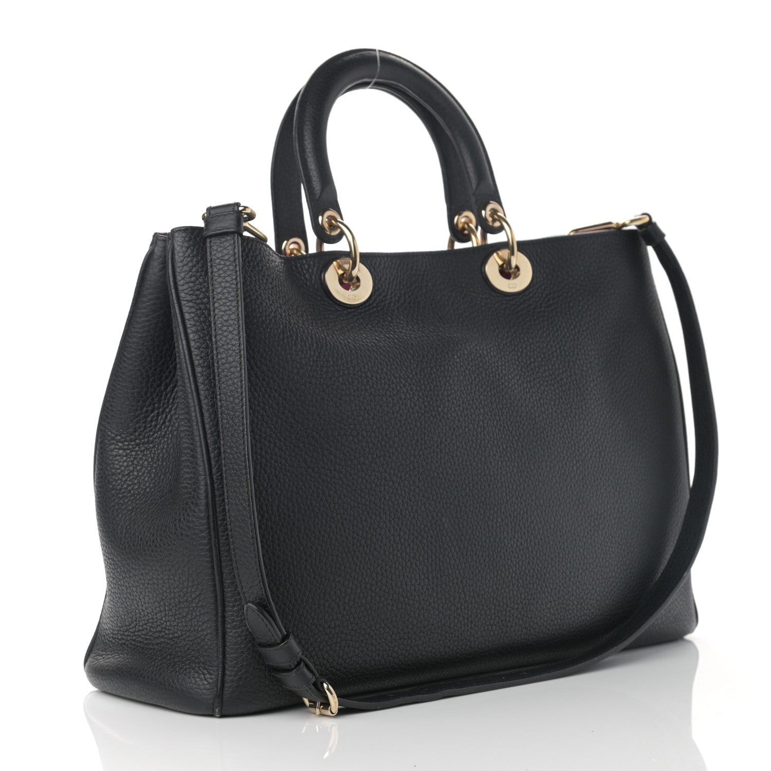 Christian Dior Smooth Calfskin Large Diorissimo Tote Black Rose Indien 4 of 16