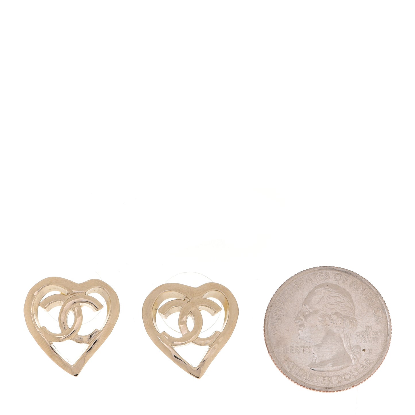 Metal CC Heart Coco In Love Earrings Gold