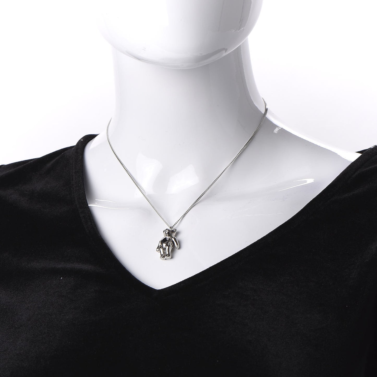 Teddy Bear Necklace Silver