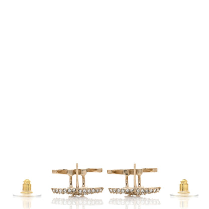 Chanel Metal Crystal Bead CC Earrings Gold 3 of 4