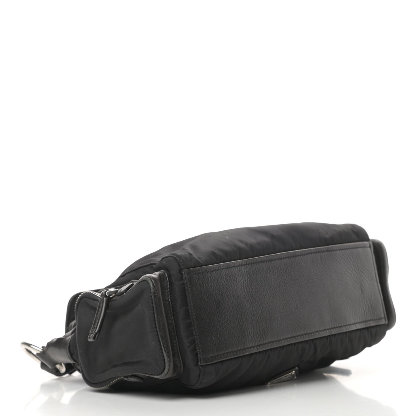 Soft Calfskin Tessuto Nylon Shoulder Bag Black