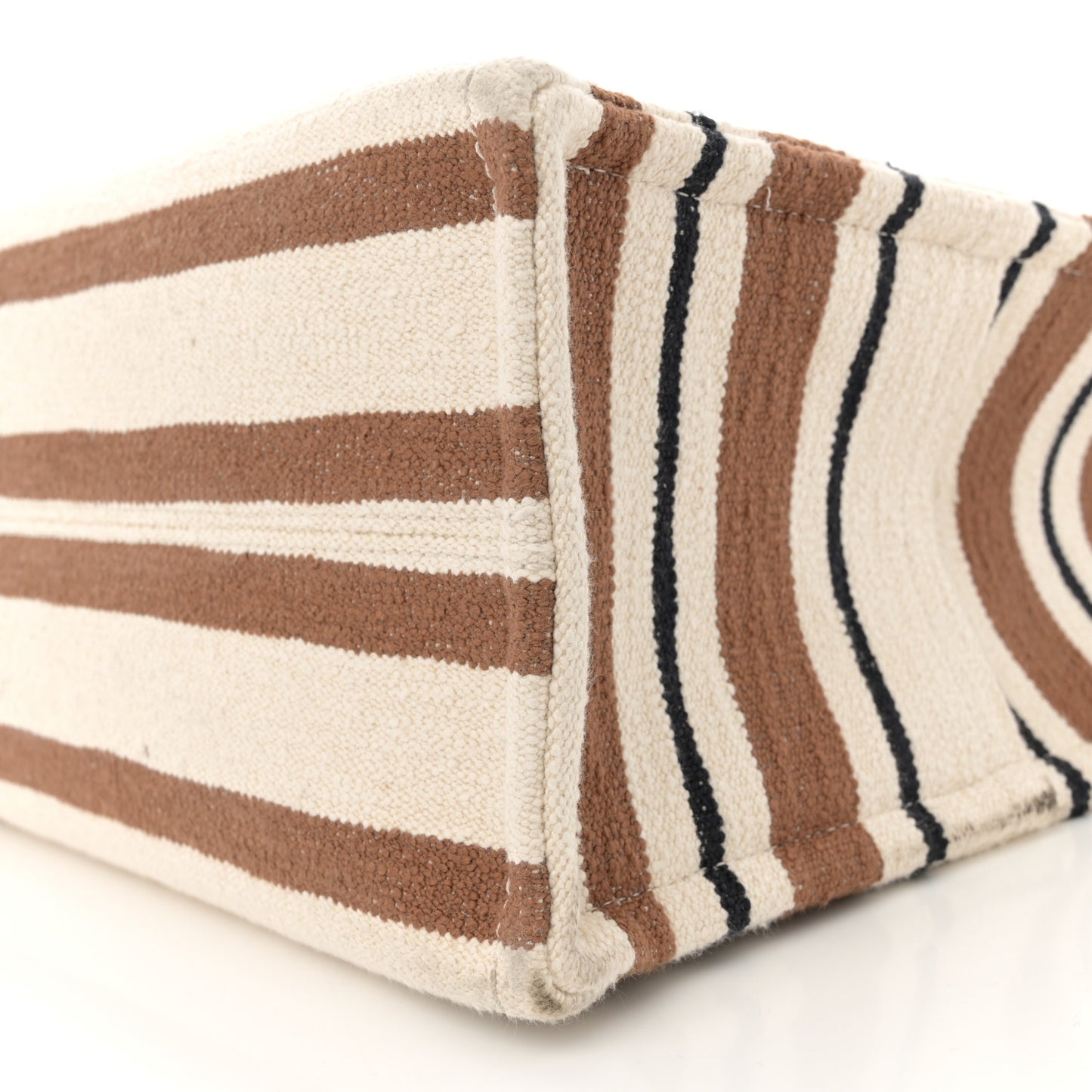Jacquard Striped Large Cabas Thais White Brown