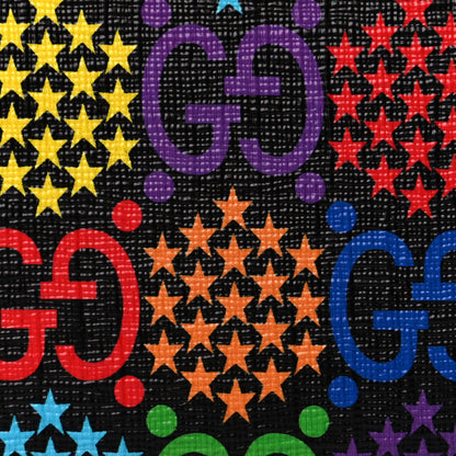 Gucci GG Supreme Monogram Psychedelic Zip Around Card Case Wallet Black 7 of 7