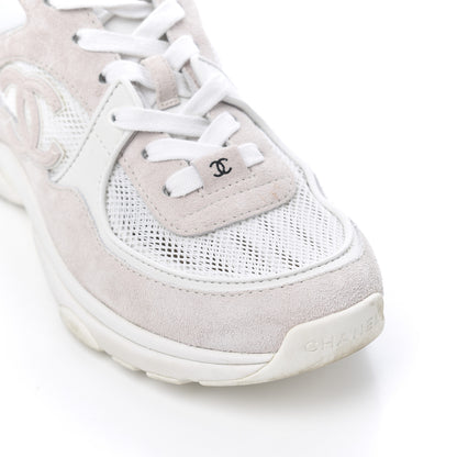 Chanel Suede Calfskin CC Sneakers 38.5 Pink White 5 of 29