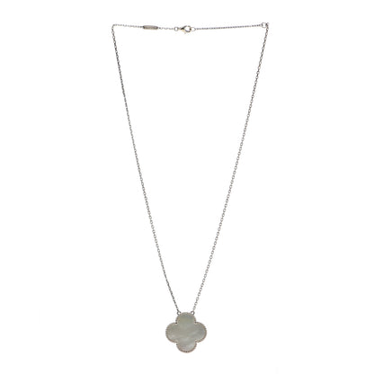 Van Cleef & Arpels 18K White Gold Mother of Pearl Magic Alhambra Pendant Necklace 3 of 8