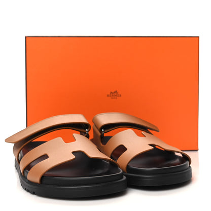 Hermes Calfskin Womens Chypre Sandals 37 Gold 10 of 10