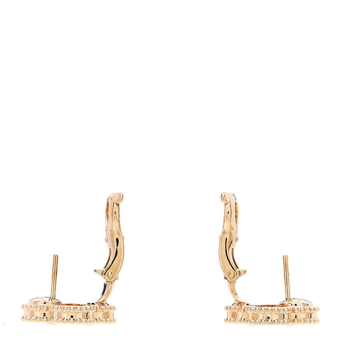 Van Cleef & Arpels 18K Yellow Gold Mother of Pearl Vintage Alhambra Earrings 3 of 5