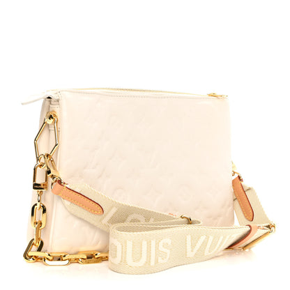 Louis Vuitton Lambskin Embossed Monogram Coussin PM Beige Cream 3 of 10