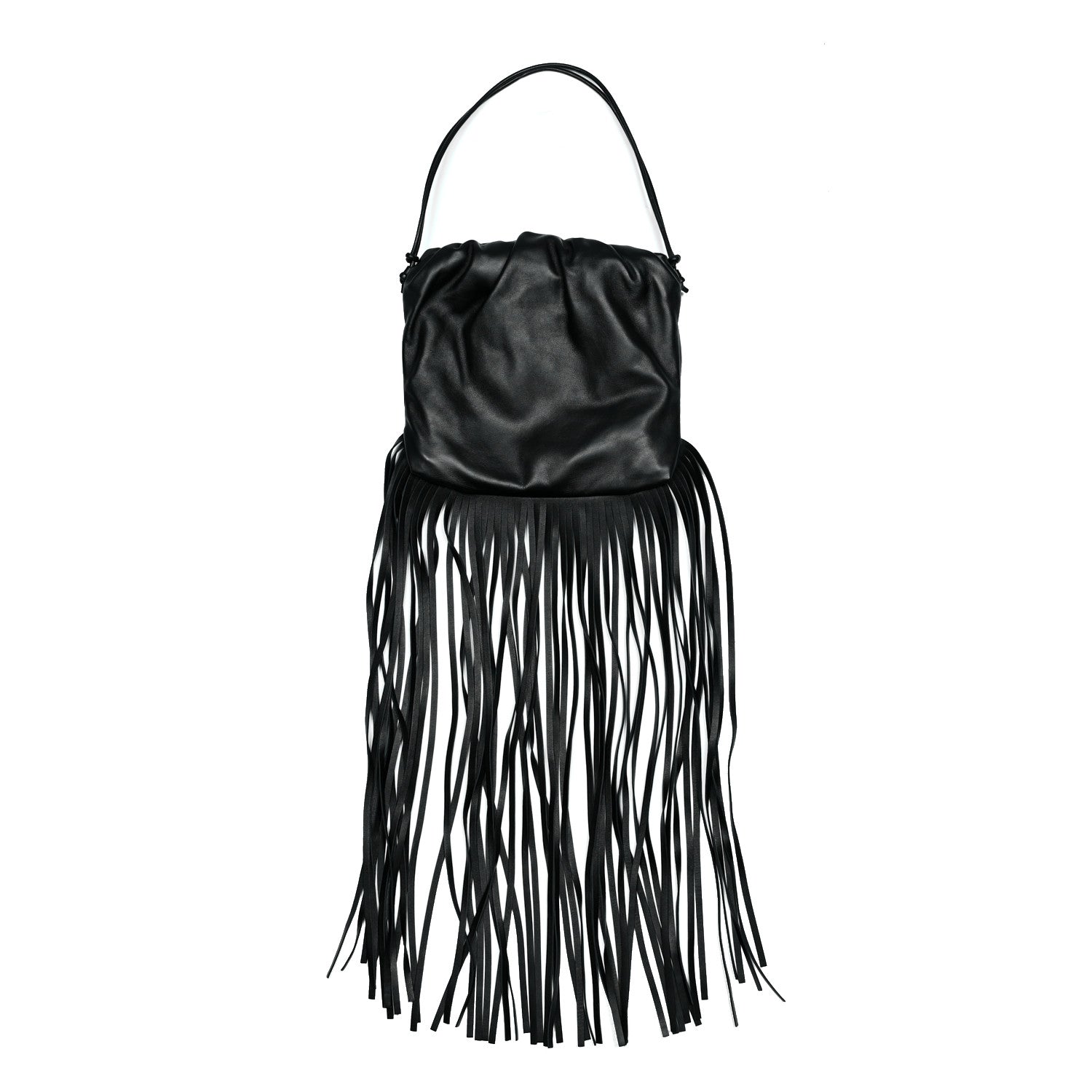 Bottega Veneta Nappa The Fringe Pouch Shoulder Bag Black 1 of 6