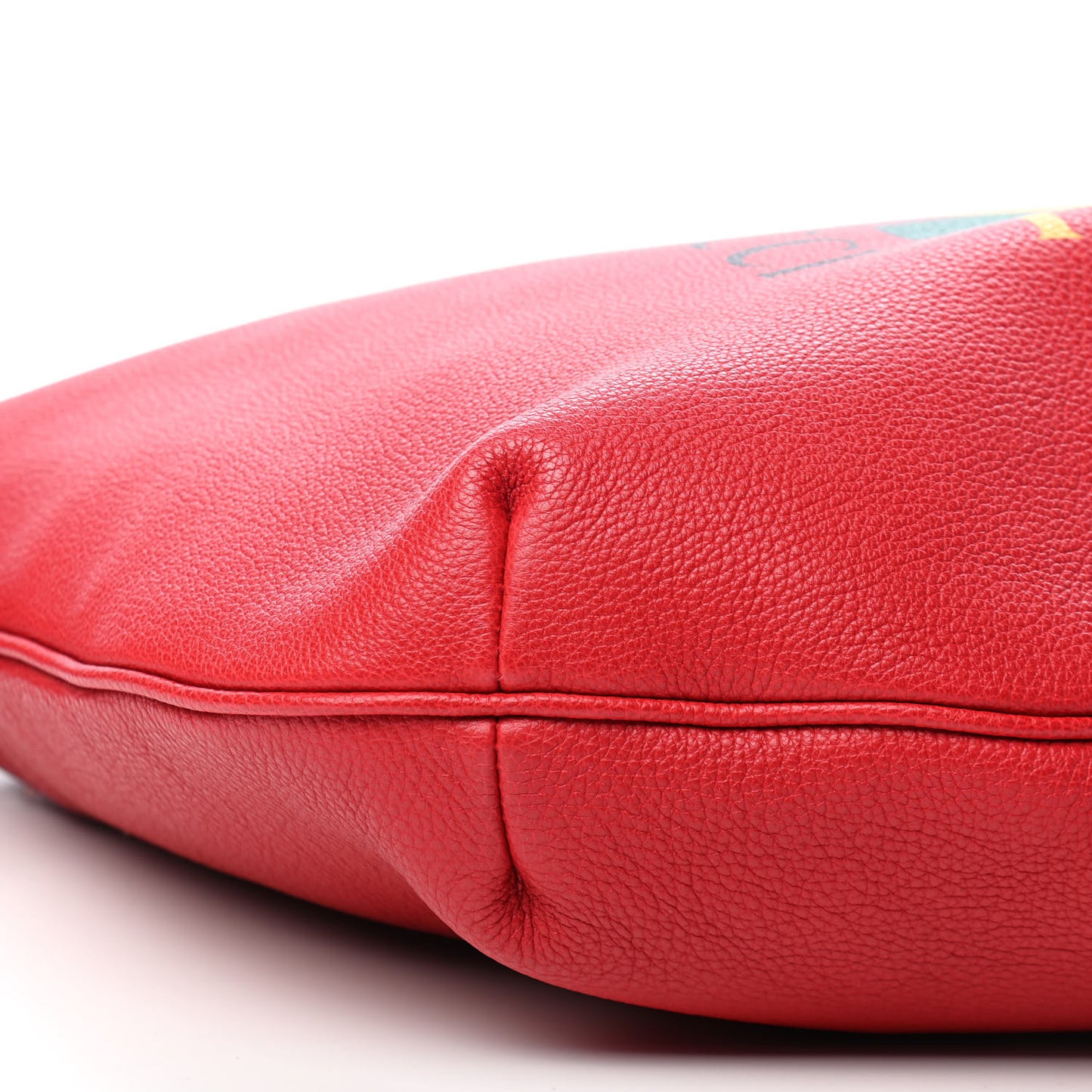 Grained Calfskin Logo Half Moon Hobo Red