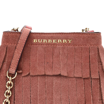Burberry Suede Fringe Mini Bucket Bag Russet Pink 9 of 13