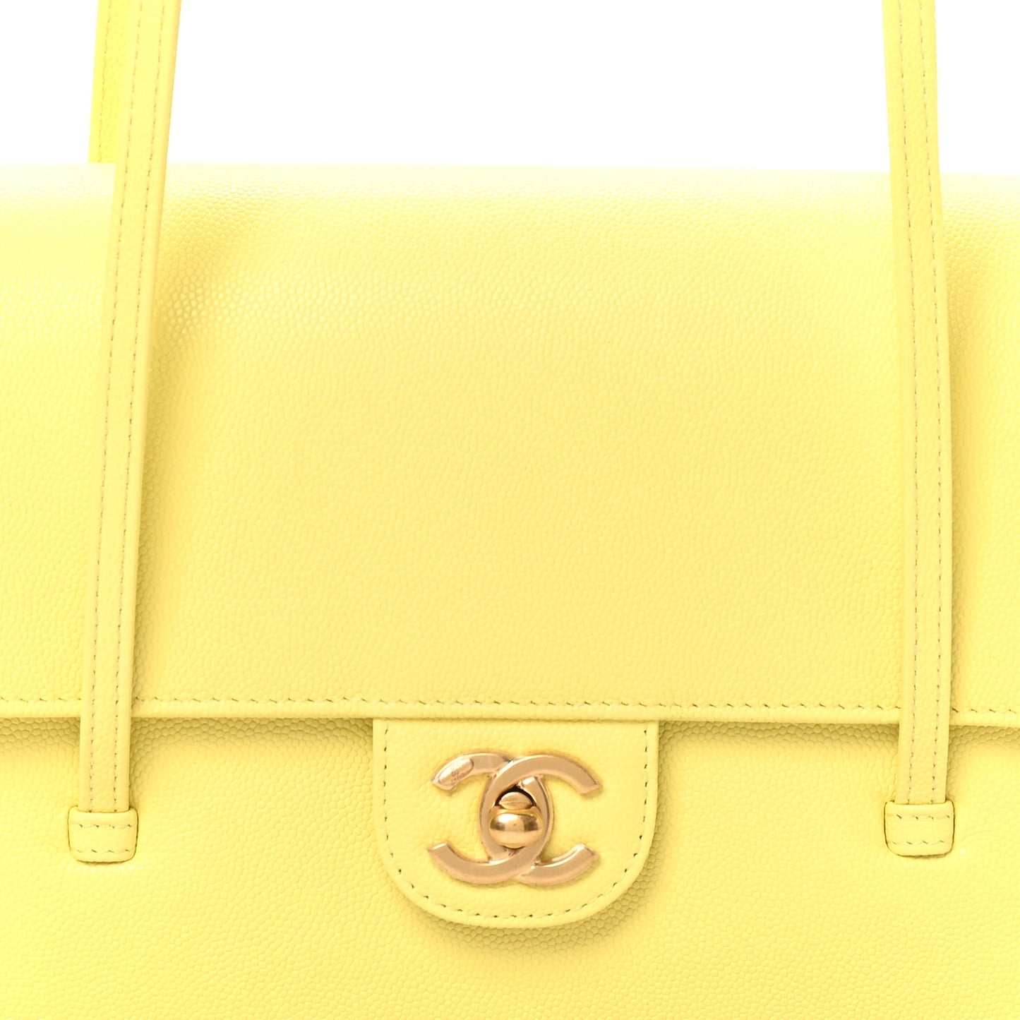 Shiny Caviar Preppy Coco Small Flap Light Yellow