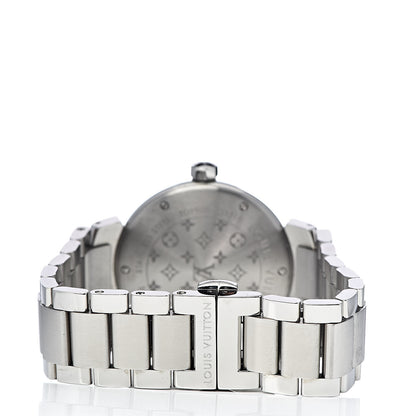 Louis Vuitton Stainless Steel Diamond 34mm Tambour Quartz Watch Black 4 of 8