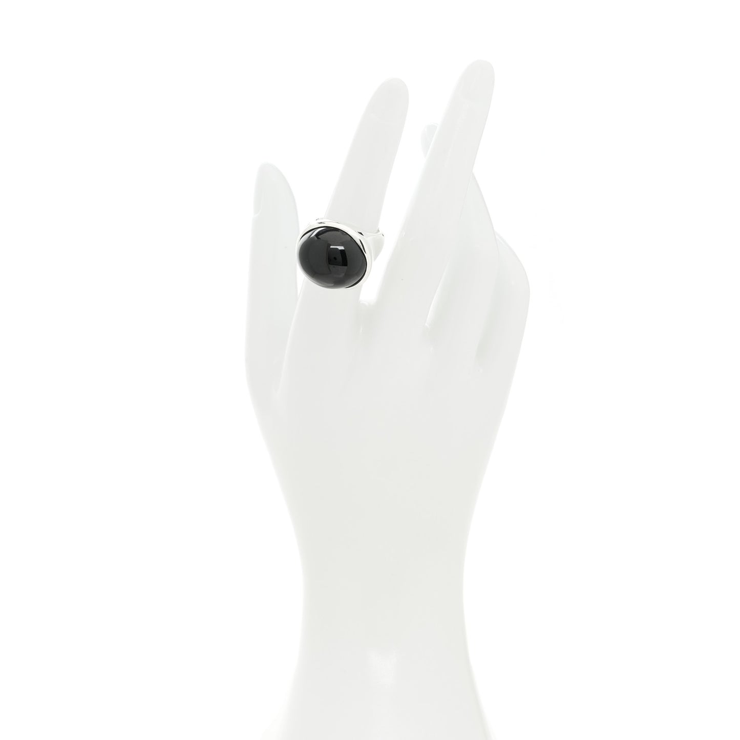 Sterling Silver Black Jade 19mm Elsa Peretti Cabochon Ring 53 6.25
