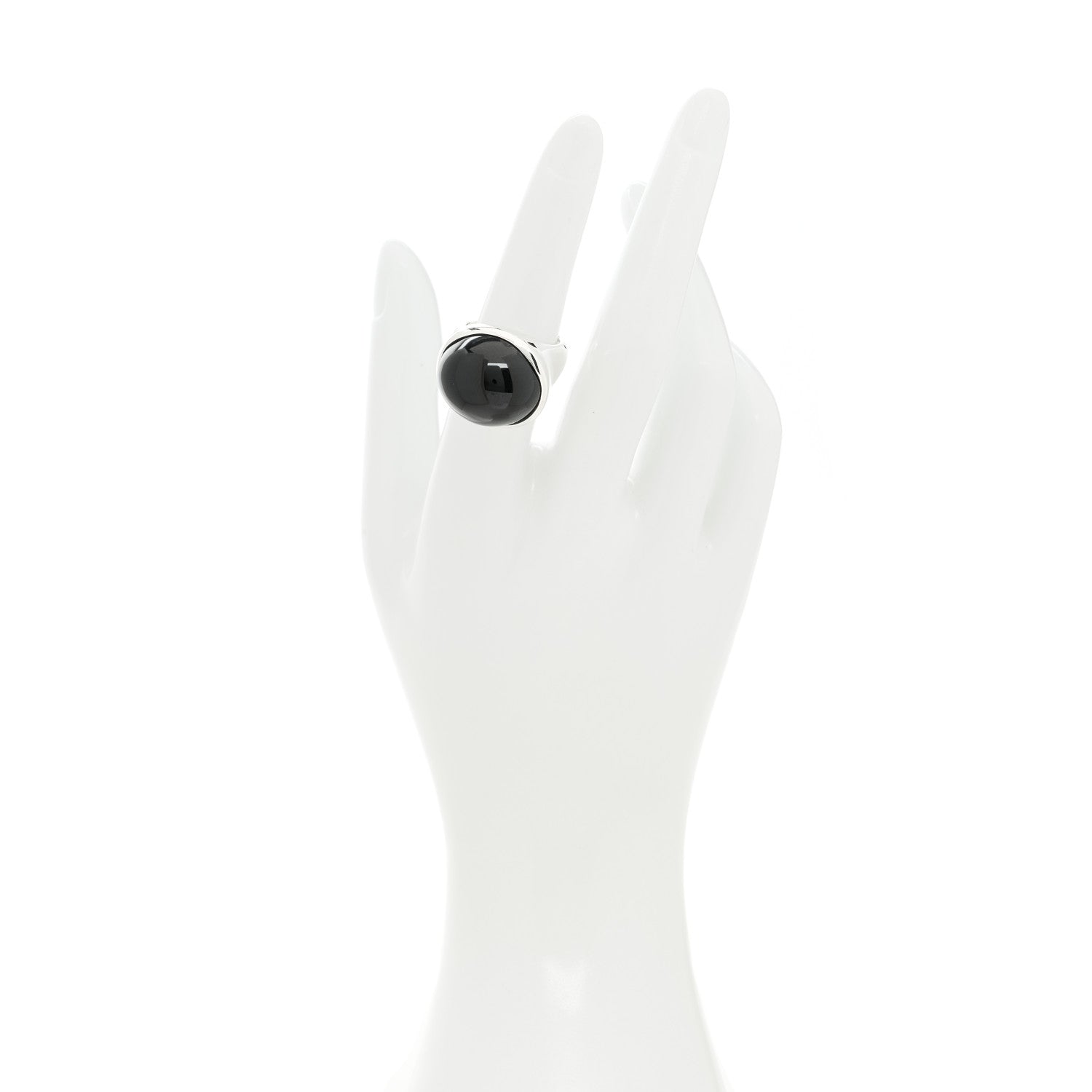 Tiffany Sterling Silver Black Jade 19mm Elsa Peretti Cabochon Ring 53 6.25 2 of 6