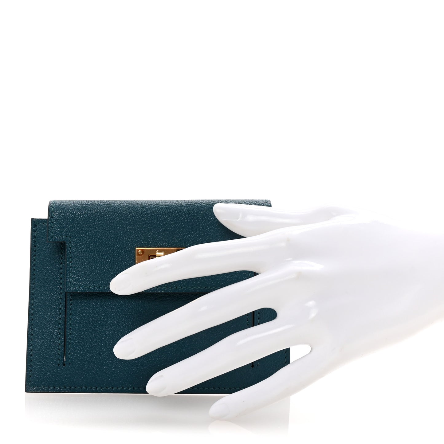 Chevre Mysore Kelly Pocket Compact Wallet Vert Bosphore