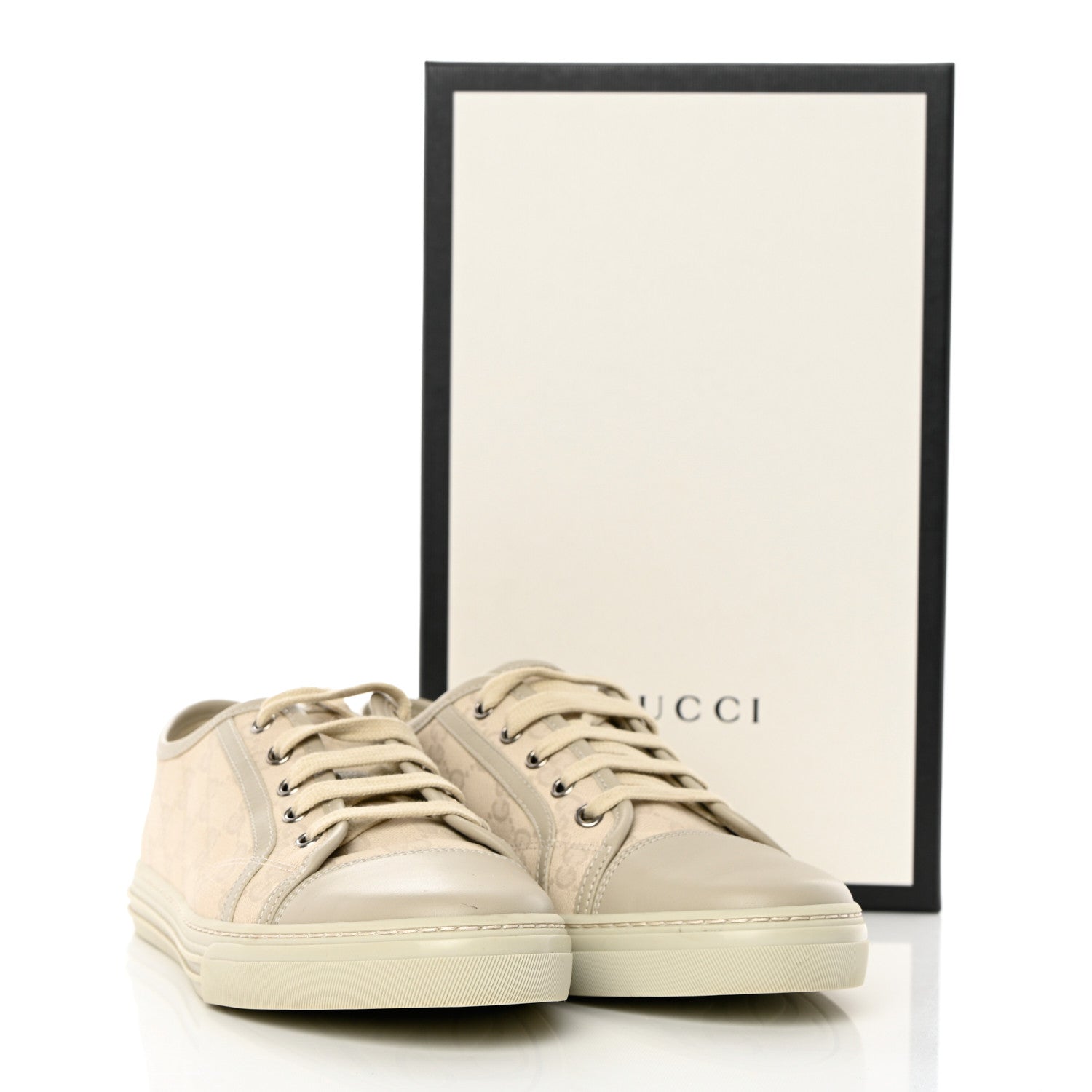 Gucci Washed Cotton GG Monogram Calfskin Womens Low Top Sneakers 40 White Mystic White Great White 17 of 18