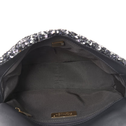 Chanel Sequin Quilted Medium Chanel 19 Flap Black Silver 5 of 9