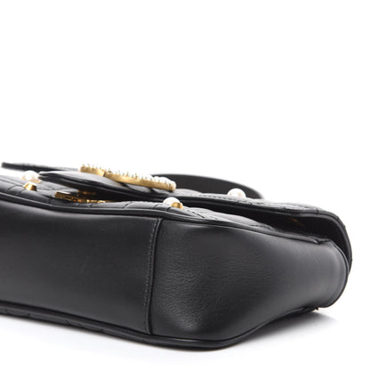 Gucci Calfskin Matelasse Studded Mini Pearly GG Marmont Shoulder Bag Black 7 of 11