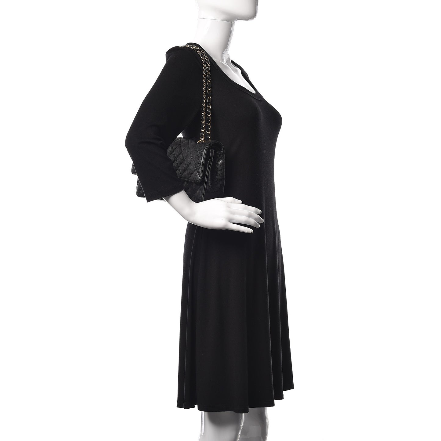 Caviar Quilted Medium Double Flap Black