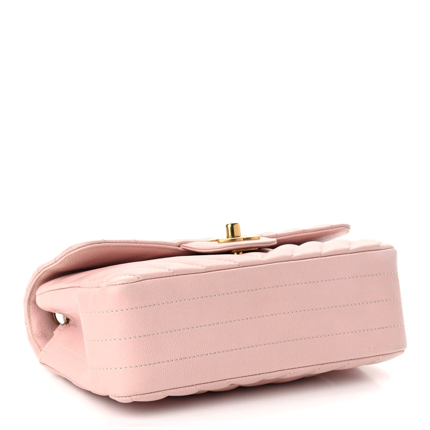 Calfskin Chevron Quilted Mini Rectangular Flap Light Pink