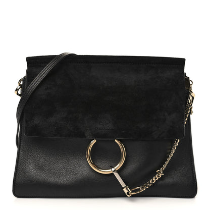 Chloe Suede Calfskin Medium Faye Shoulder Bag Black 1 of 5