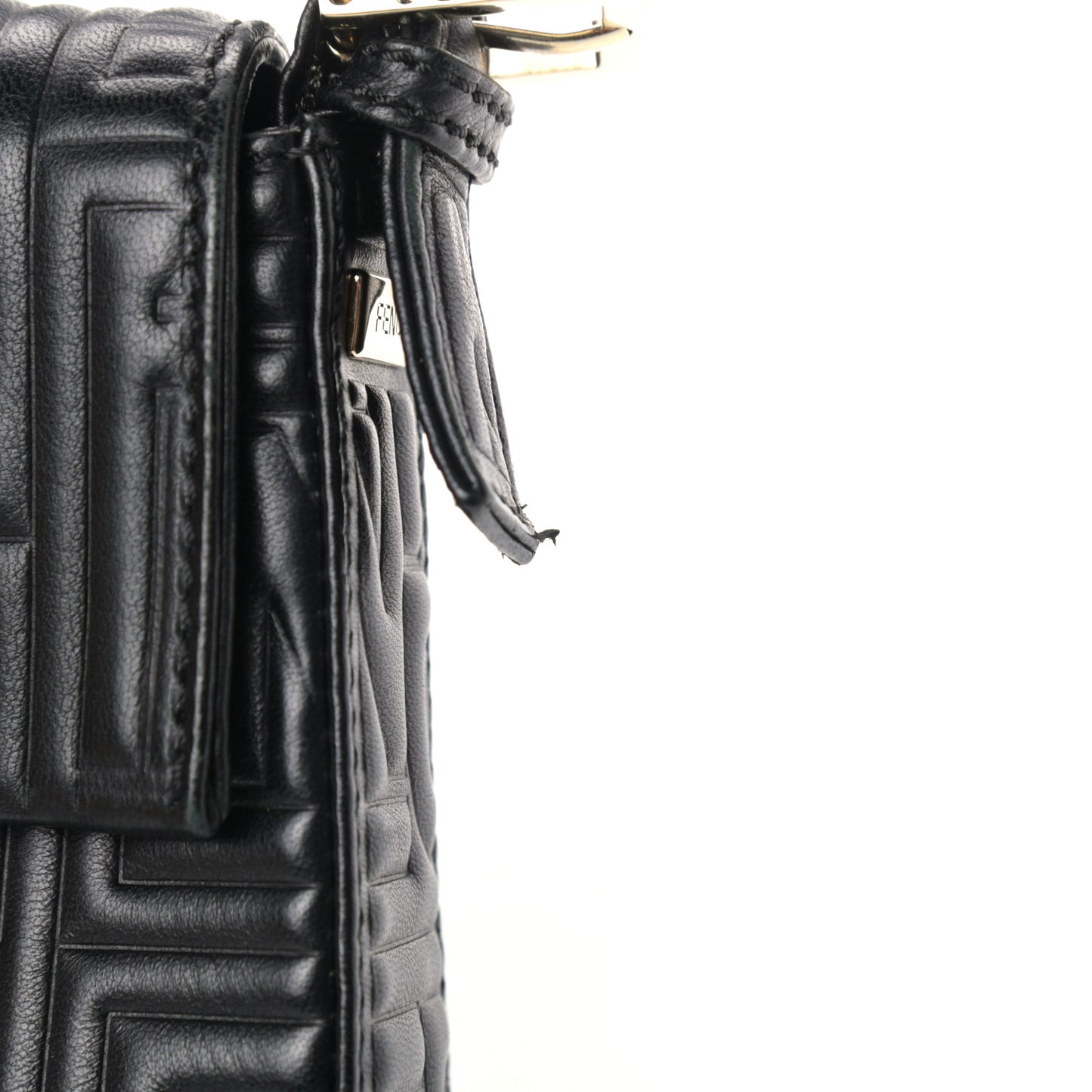 Nappa Logo Embossed Baguette Black