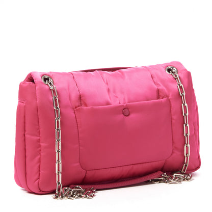 Prada Tessuto Nylon Bomber Sound Chain Flap Shoulder Bag Fuxia 2 of 8