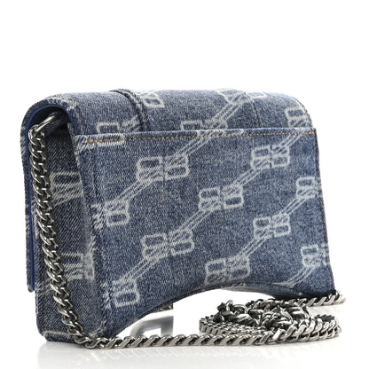 Balenciaga Denim BB Monogram Hourglass Chain Bag Blue 3 of 10