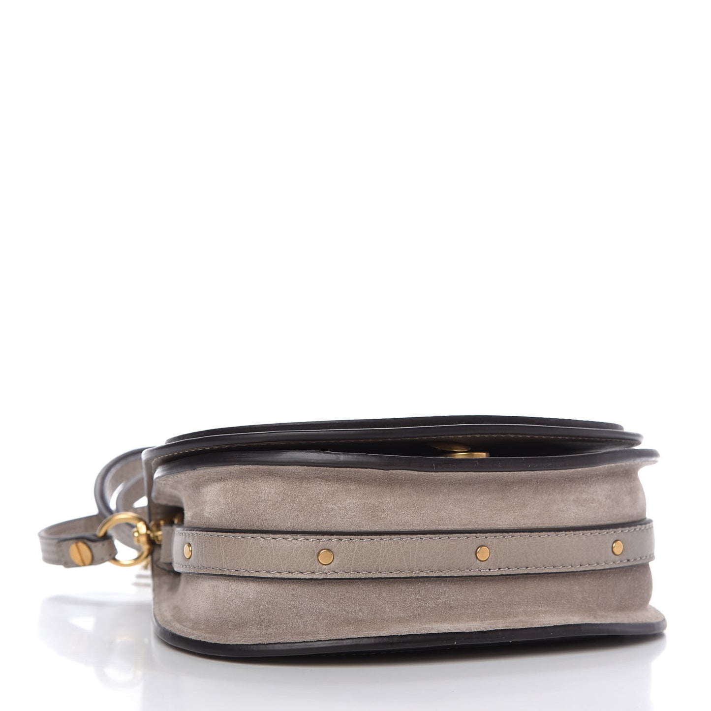 Calfskin Suede Small Nile Bracelet Bag Motty Grey