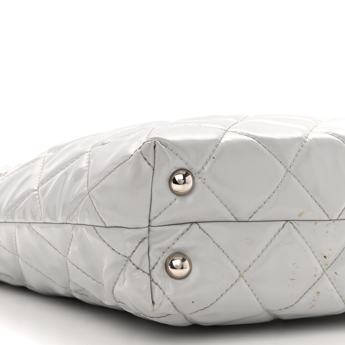 Vinyl Quilted In The Business North South Tote Light Grey