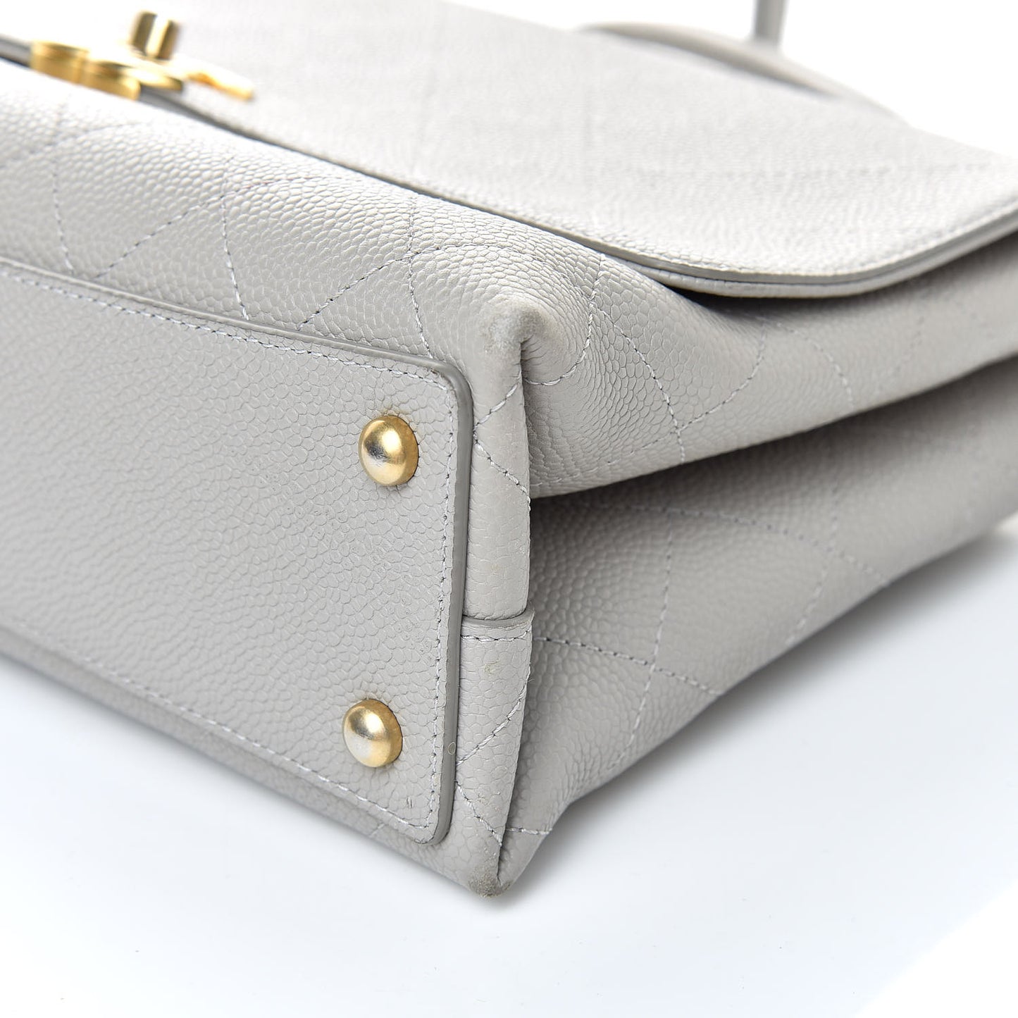 Grained Calfskin Stitched Flap Grey