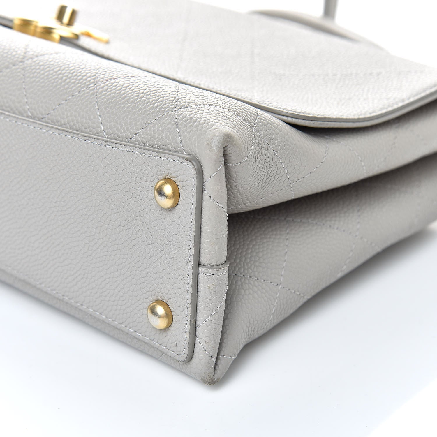 Chanel Grained Calfskin Stitched Flap Grey 14 of 16