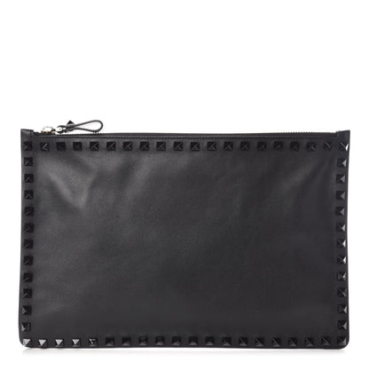 Valentino Garavani Vitello Large Rockstud Zip Pouch Black 1 of 7