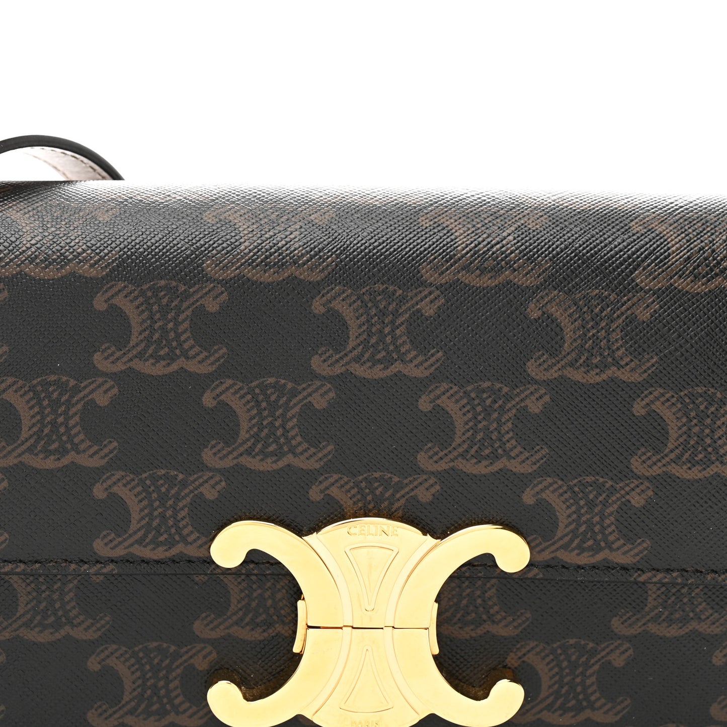 Canvas Calfskin Triomphe Shoulder Bag Tan