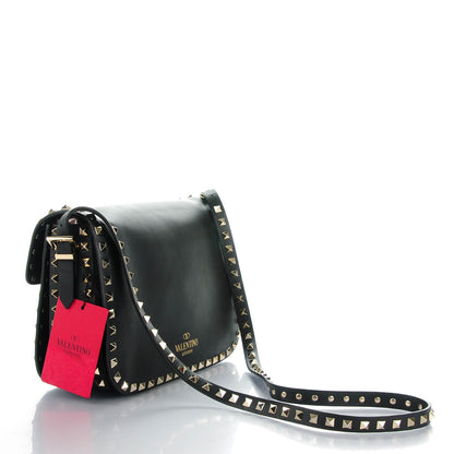 Valentino Garavani Vitello Medium Rockstud Flap Saddle Bag Black 3 of 7